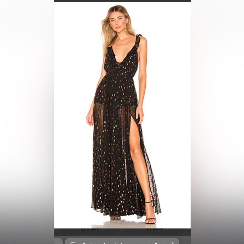 Michael Costello Black Multicolor Gown